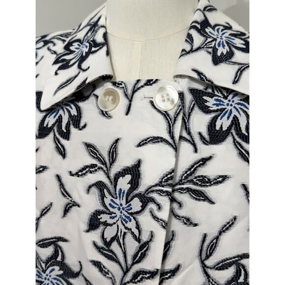NEW Jones New York White Jacket Sz 16W Blue Floral Career Embroidered Martinique - Picture 2 of 4